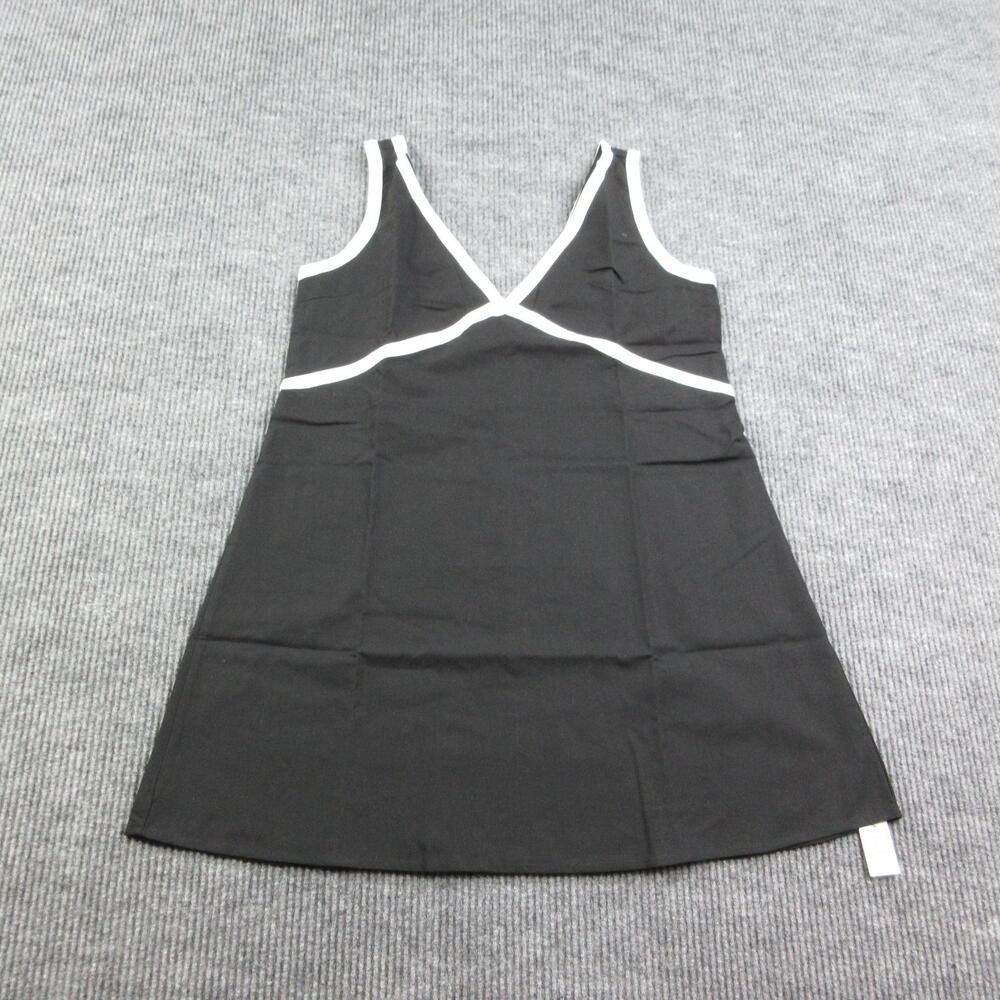 COMMENSE Dress Womens L Black A-Line Tank Mini V-Neck Contrast Trim 36"L NWT